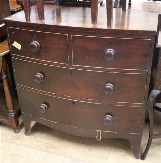 A Victorian mahogany bowfront chest W.91cm